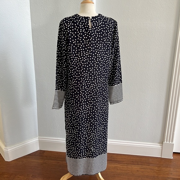 Black and White n Polka Dot Long Sleeve Midi Dress Size M - Picture 5 of 11
